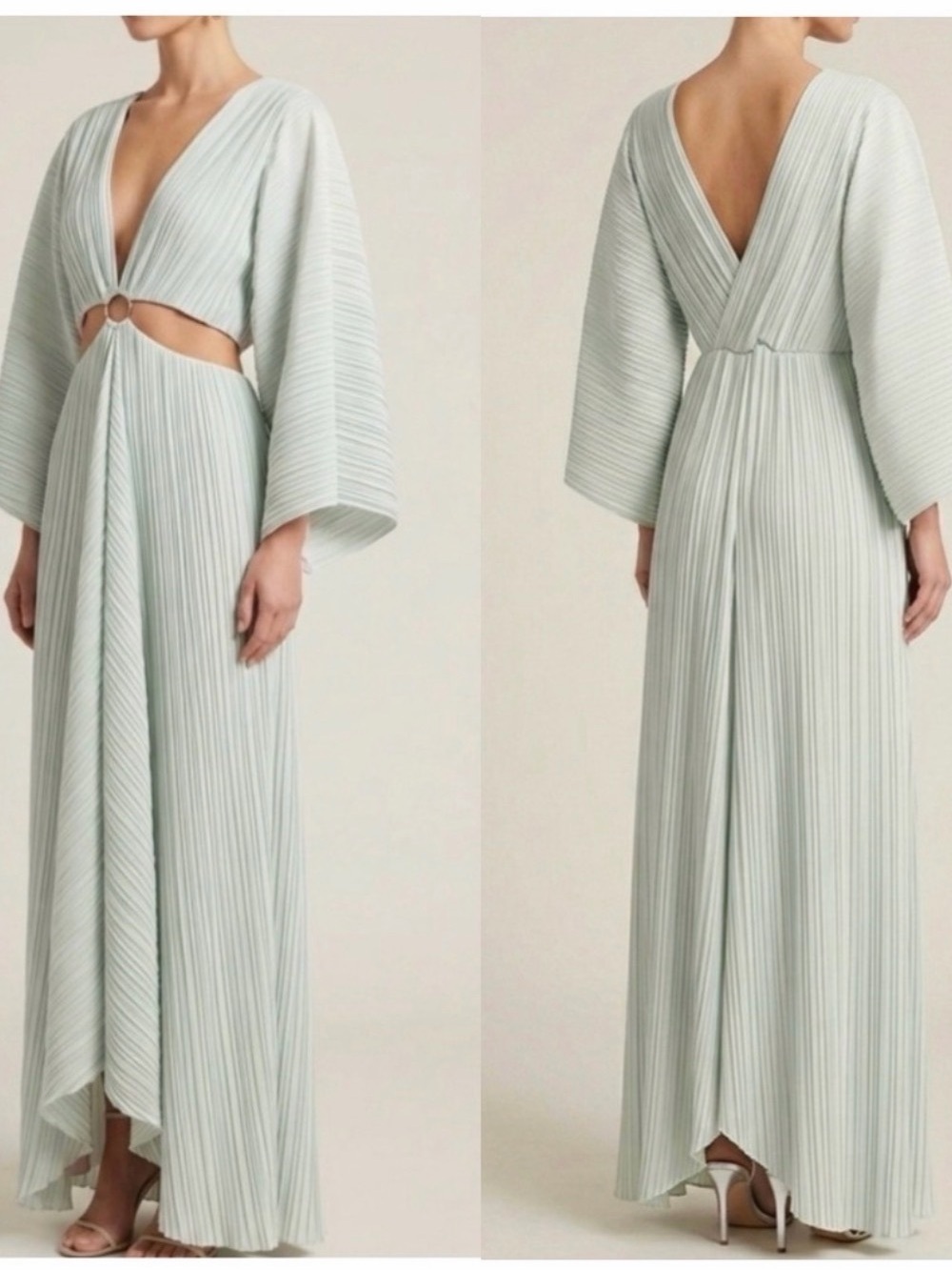 Significant Other Akila dress Pleated Maxi Dress with Ring Cutout in Mint